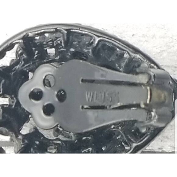 Vintage WEISS Mourning Brooch and Earrings Set  – Victorian Revival Jewelry - Picture 6 of 10